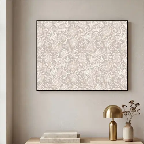 Bloemenprint - Grijs - Crème Textielframe - compleet frame klein 947 -sfeer2
