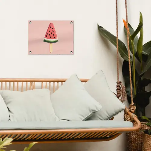 Watermeloen - Ijsje - Pitjes - Rood tuinposter los doek klein -sfeer7