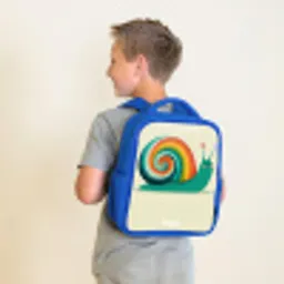 Slak - Regenboog - Kleurrijk Kinderrugzak - Blauw middel -sfeer2