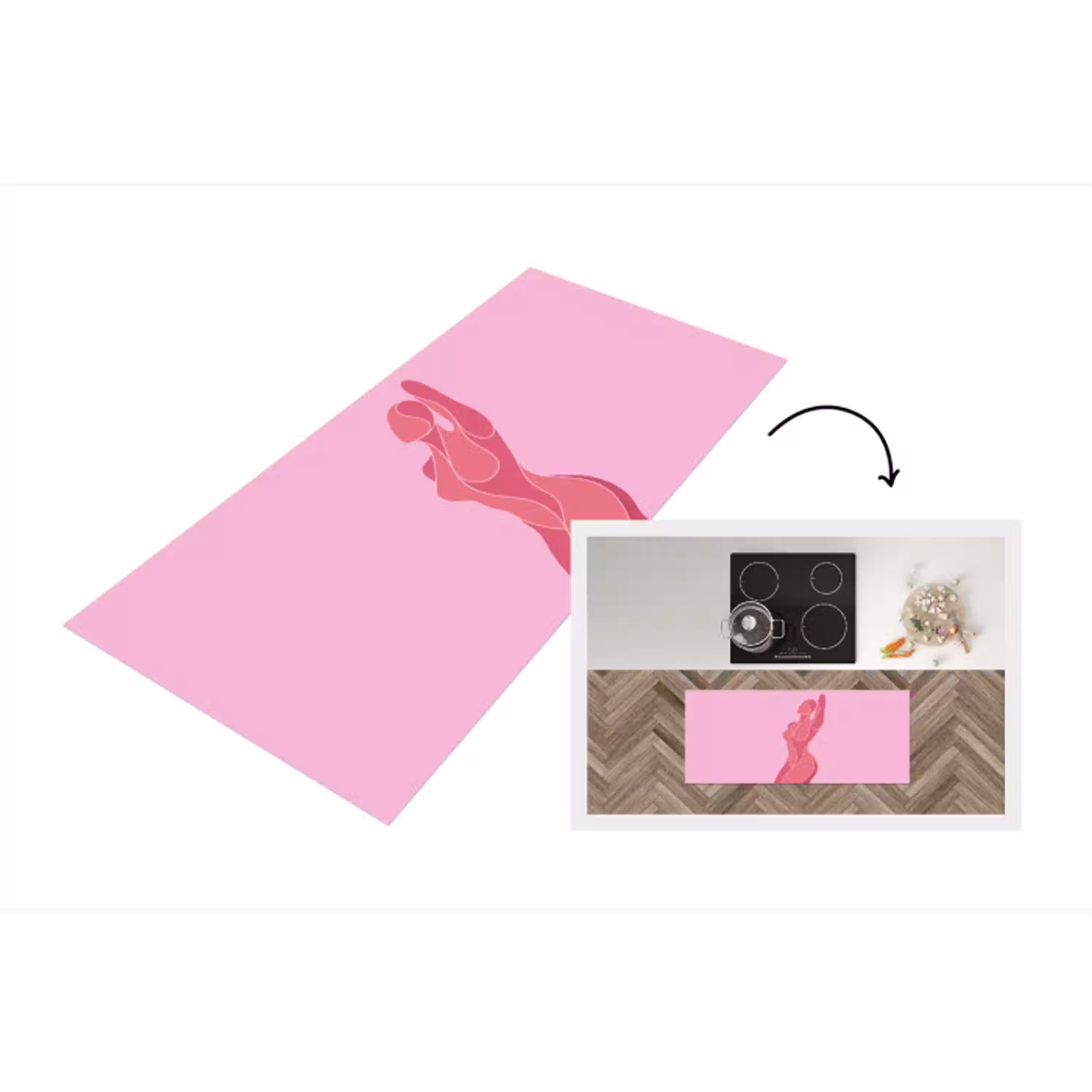 Vrouw - Lichaam - Abstract - Roze Keukenloper - keukenmat middel -3d