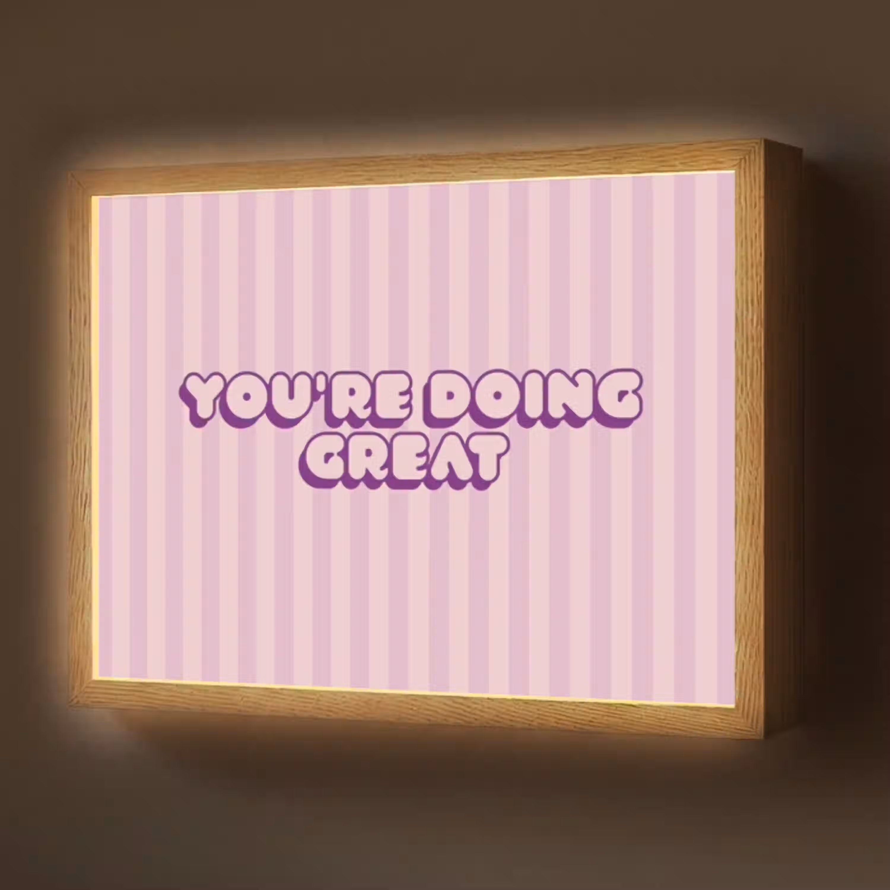 Paars - Strepen - You're doing great - Schaduw Light Box met batterij (Wandlamp) middel -z3d_website