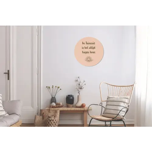 Tuin - Roze - Quote - Zon Wandcirkel aluminium klein -woonkamer