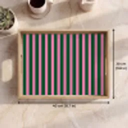 Verticale strepen - Groen - Roze Dienblad Rechthoek middel 911 -USP_FormaatEN