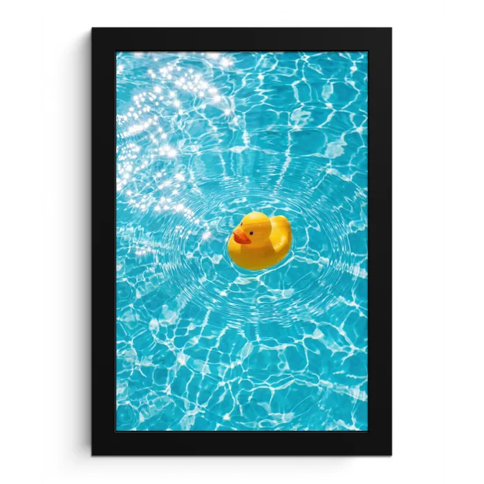 Badeend - Dobberen - Blauw fotolijst zwart zonder passe partout klein -3d