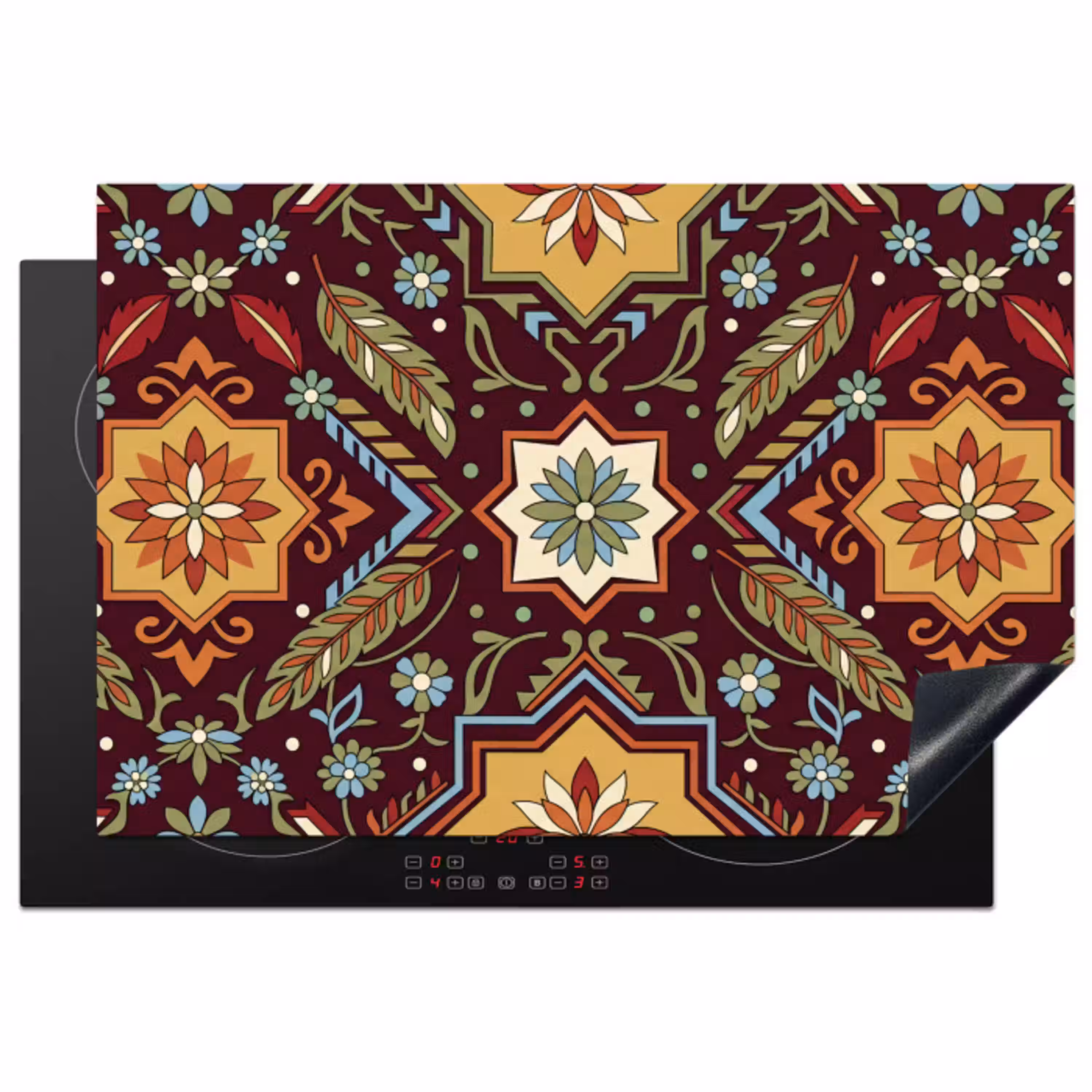 Patroon - Floraal - Geometrisch - Kleurrijk - Decoratie Inductie beschermer vinyl 3mm klein -3d