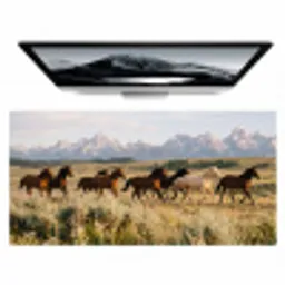 Paarden - Kudde - Bergen - Vrijheid - Wild Muismat XXL klein -zzz3d