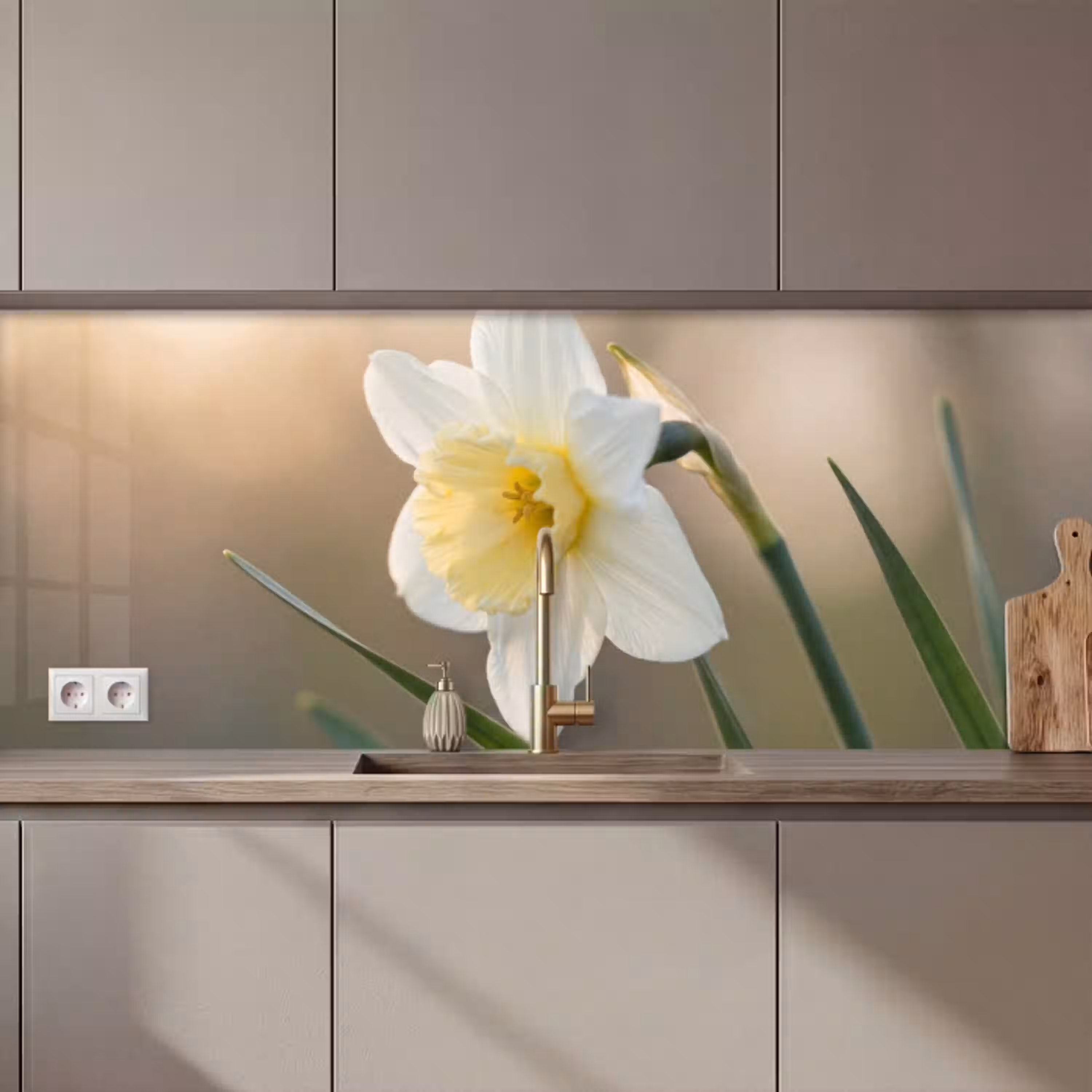 Narcis - Bloem - Minimalistisch keuken achterwand 2 middel zz_3dshopping