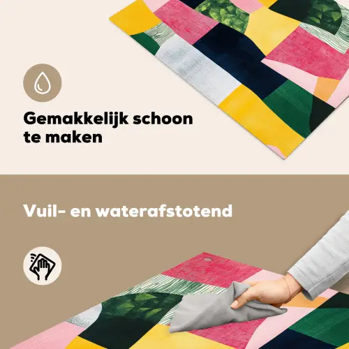 Abstract - Roze - Lappen - Vormen - Geel Inductie beschemer met haakjes klein -ky-schoon-nl