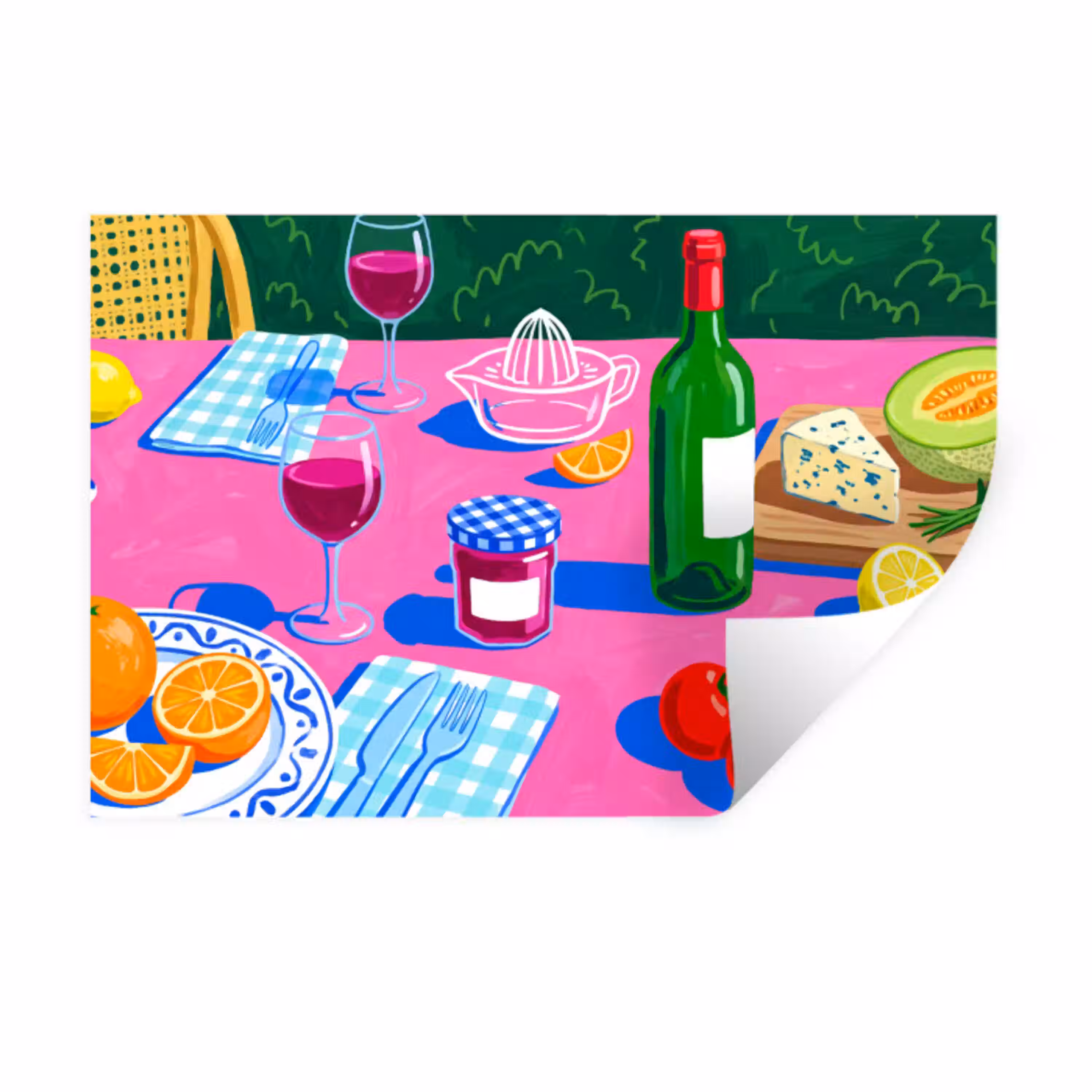 Eten - Tafel - Illustratie Muursticker klein -3d