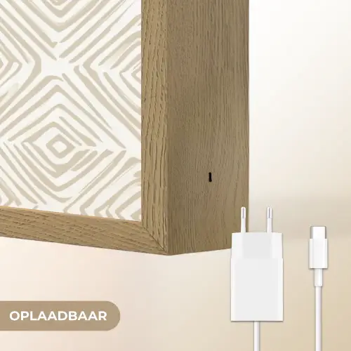Abstract - Ruit - Beige Light Box met batterij (Wandlamp) middel 907 -USP_websiteoplaadbaarNL