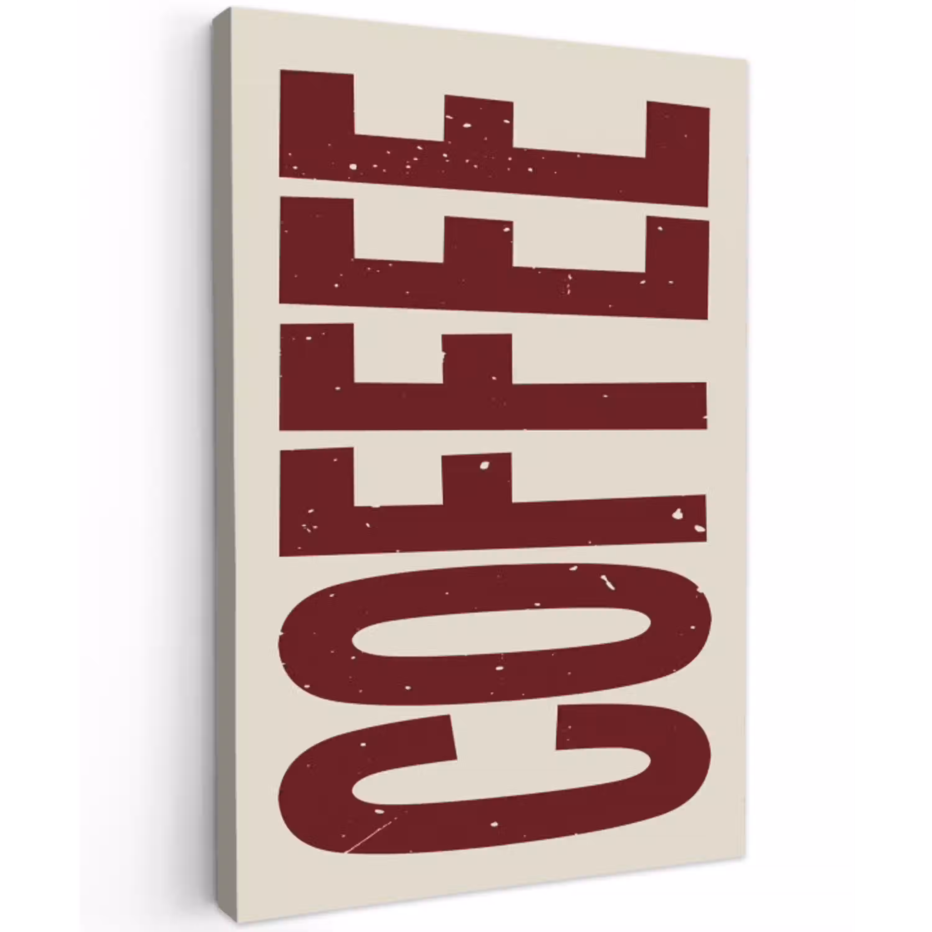 Koffie -Japandi - Rood - Vintage Tuinposter op houten frame 2 cm dik klein -3d