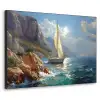 Zeilschip - Zee - Rotsen - Wolken Textielframe zwart klein -3d