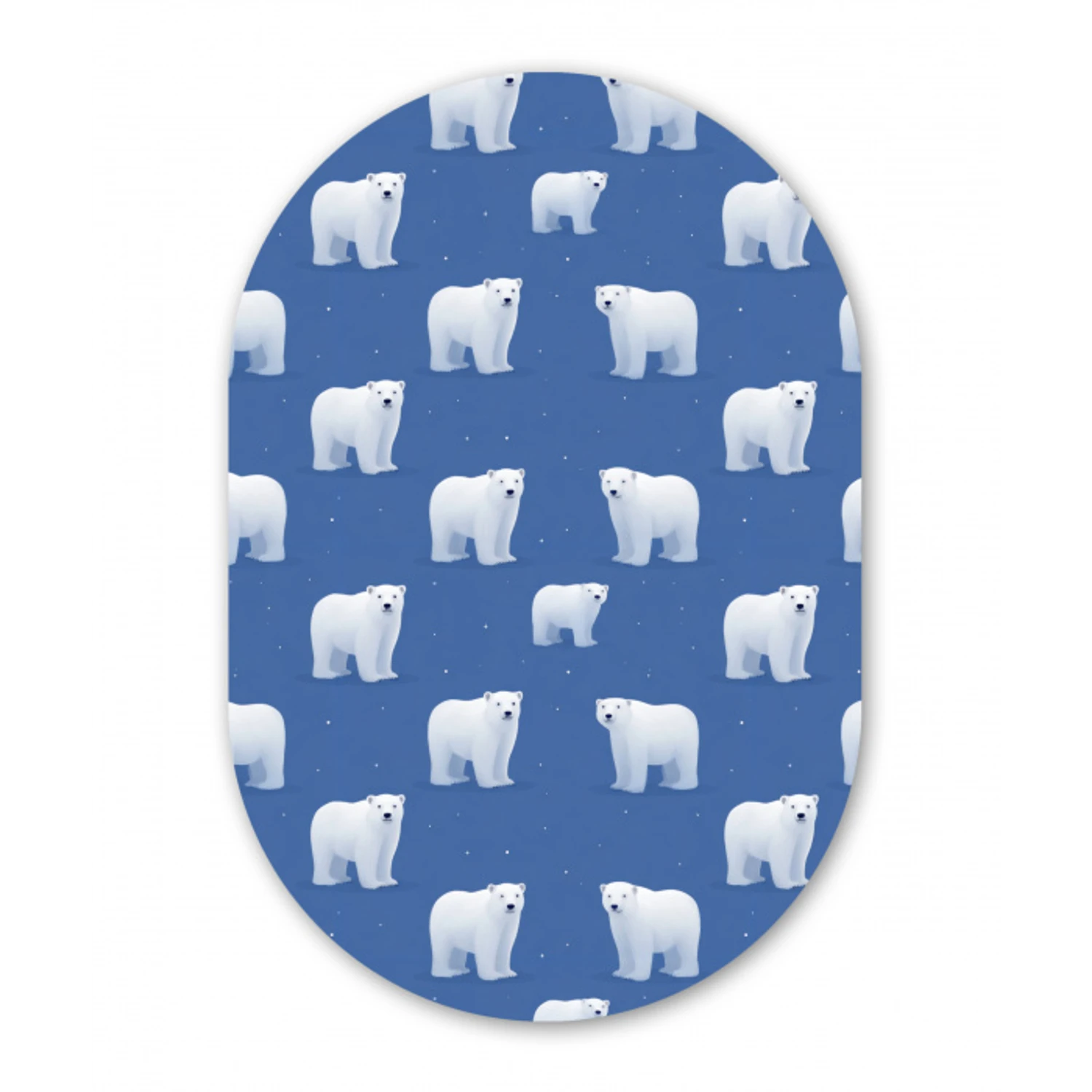 IJsbeer - Patroon - Blauw Wandcirkel Ovaal Forex klein 630 -3d