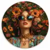 Vrouwen - Bloemen - Modern - Bril - Abstract Wandcirkel plexiglas klein -3d