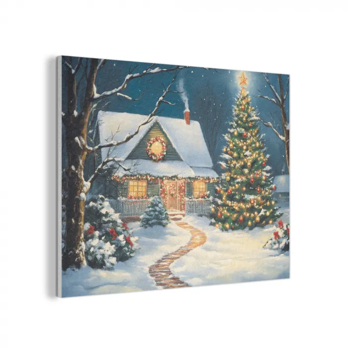 Kerst - Kerstboom - Winter - Huis - Sneeuw PET vilt klein -3d