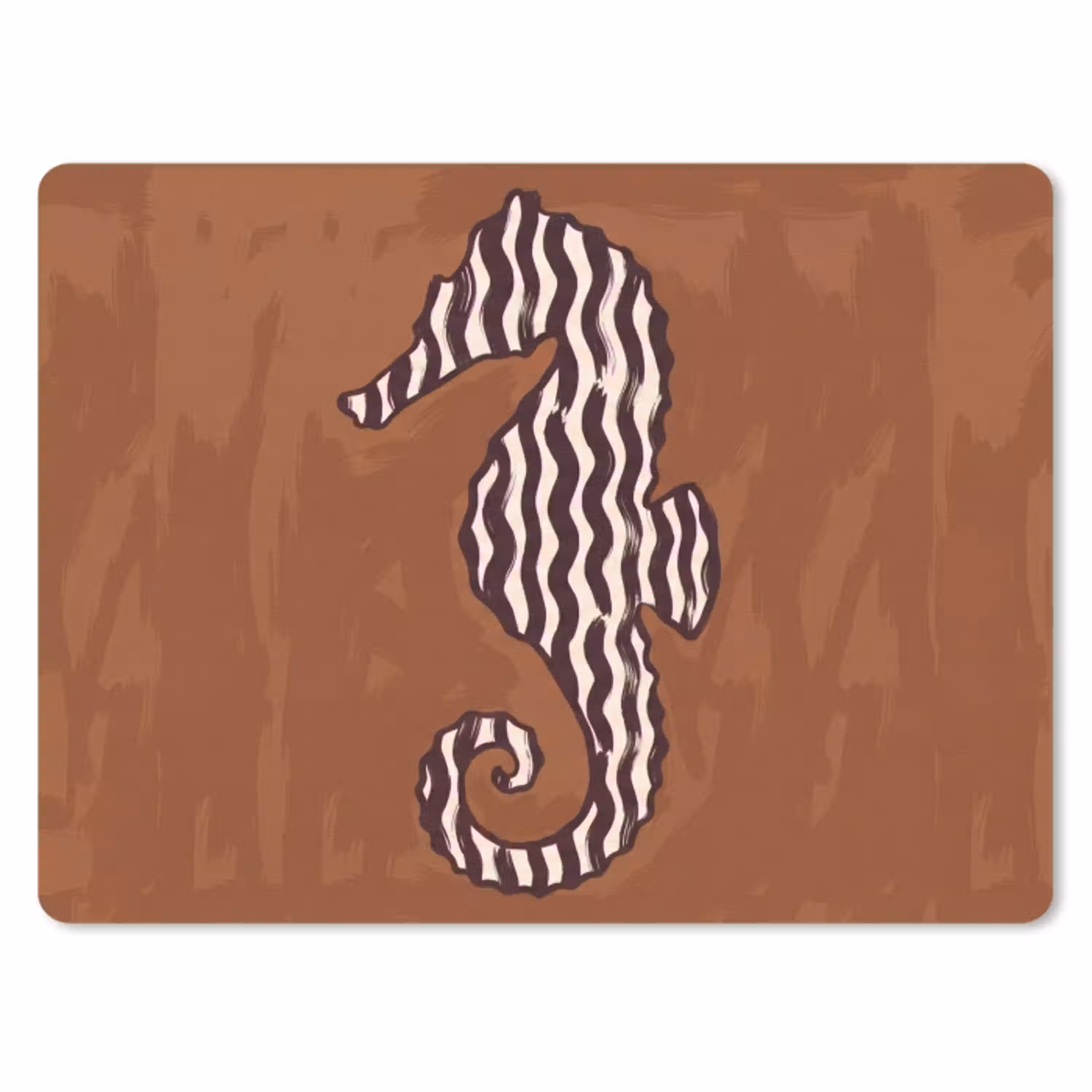 Dieren - Zeepaardje - Abstract - Bruin - Strepen muismat rubber klein -3d