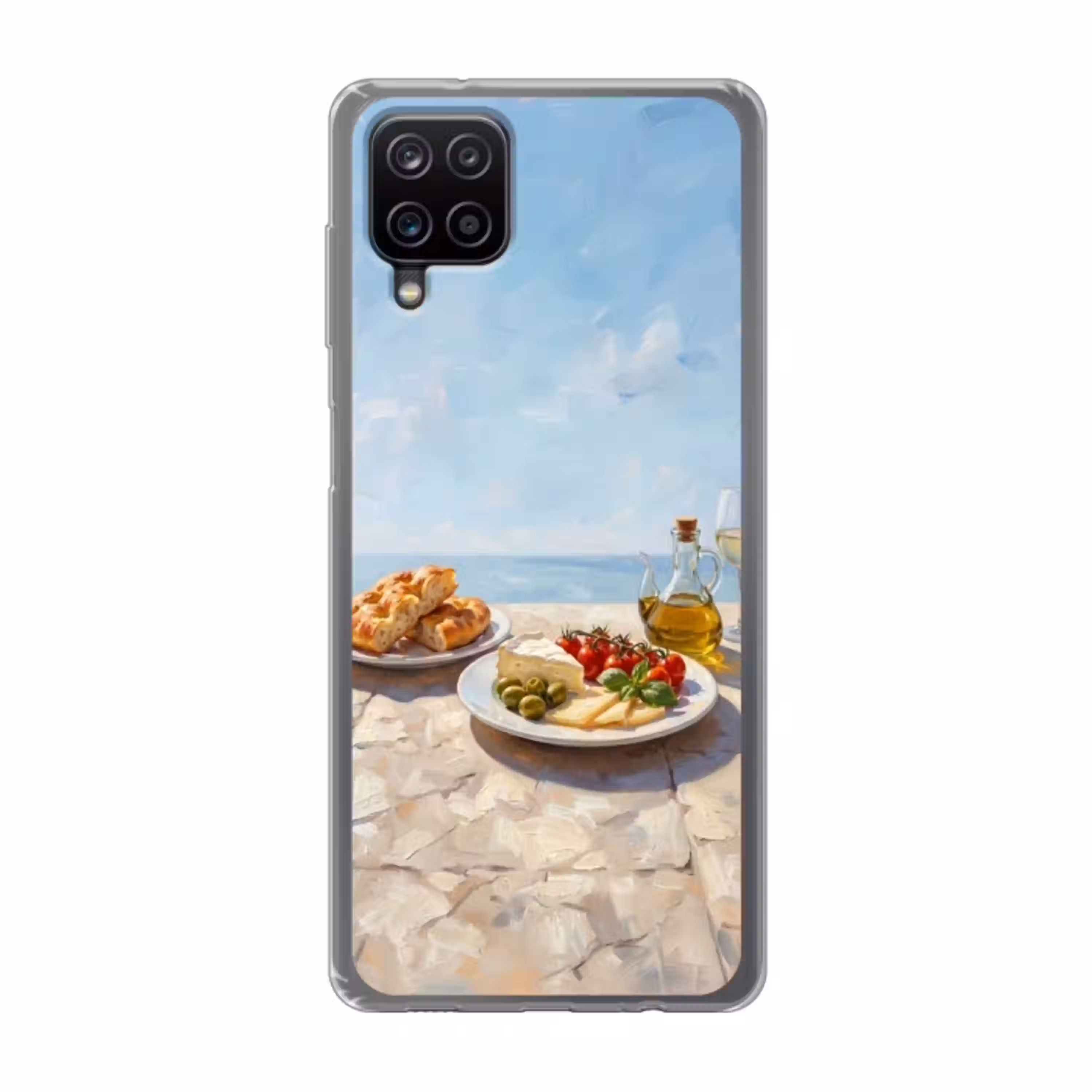 Eten - Middellandse Zee - Natuur - Geschilderd Telefoonhoesje Samsung Galaxy A12 klein -3d