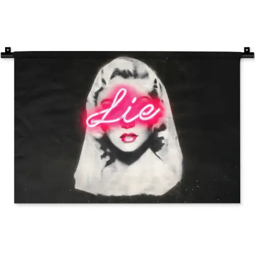 Neon - Letters - Vintage - Vrouw Wandkleed katoen klein -zz3d