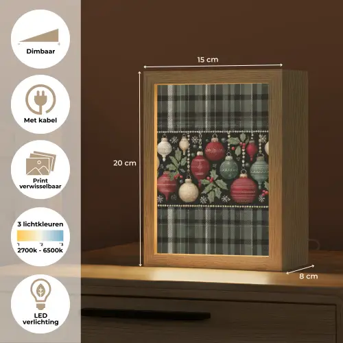 Kerstballen - Rood - Hulsttakken - Patroon Light Box met kabel (Wandlamp) klein -USP_websiteoverzichtNL