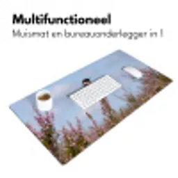 Roodborsttapuit - Heide - Paars - Natuur - Sfeervol Muismat XXL klein -sfeer4