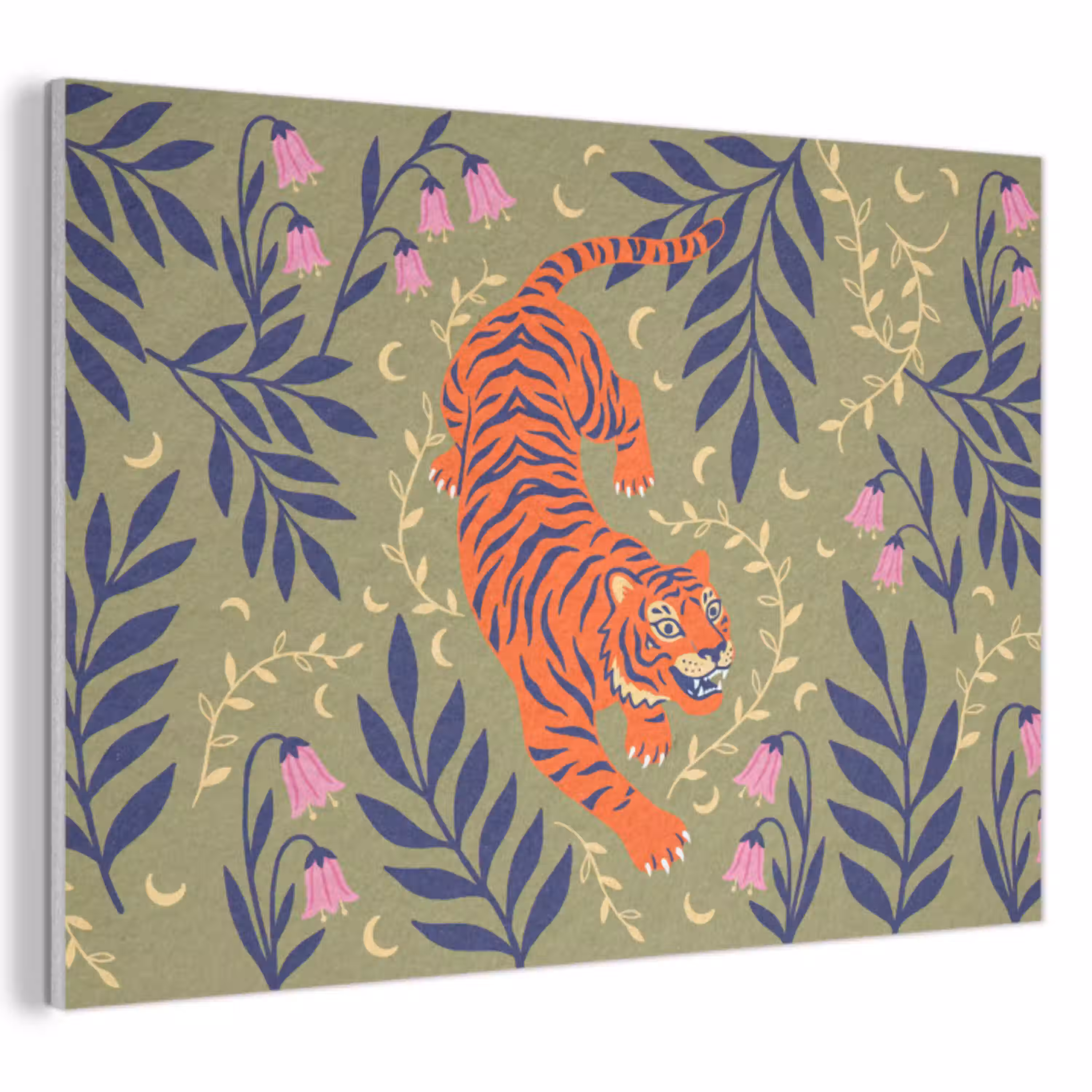 Tijger - Bladeren - Dieren - Illustratie - Oranje PET vilt klein -3d