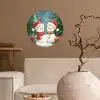 Sneeuwpop - Kerstsneeuw - Groen - Rood Wandcirkel behangsticker klein -sfeer1
