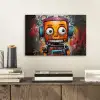 Robot - Graffiti - Oranje - Kleuren aluminium wit klein -sfeer1