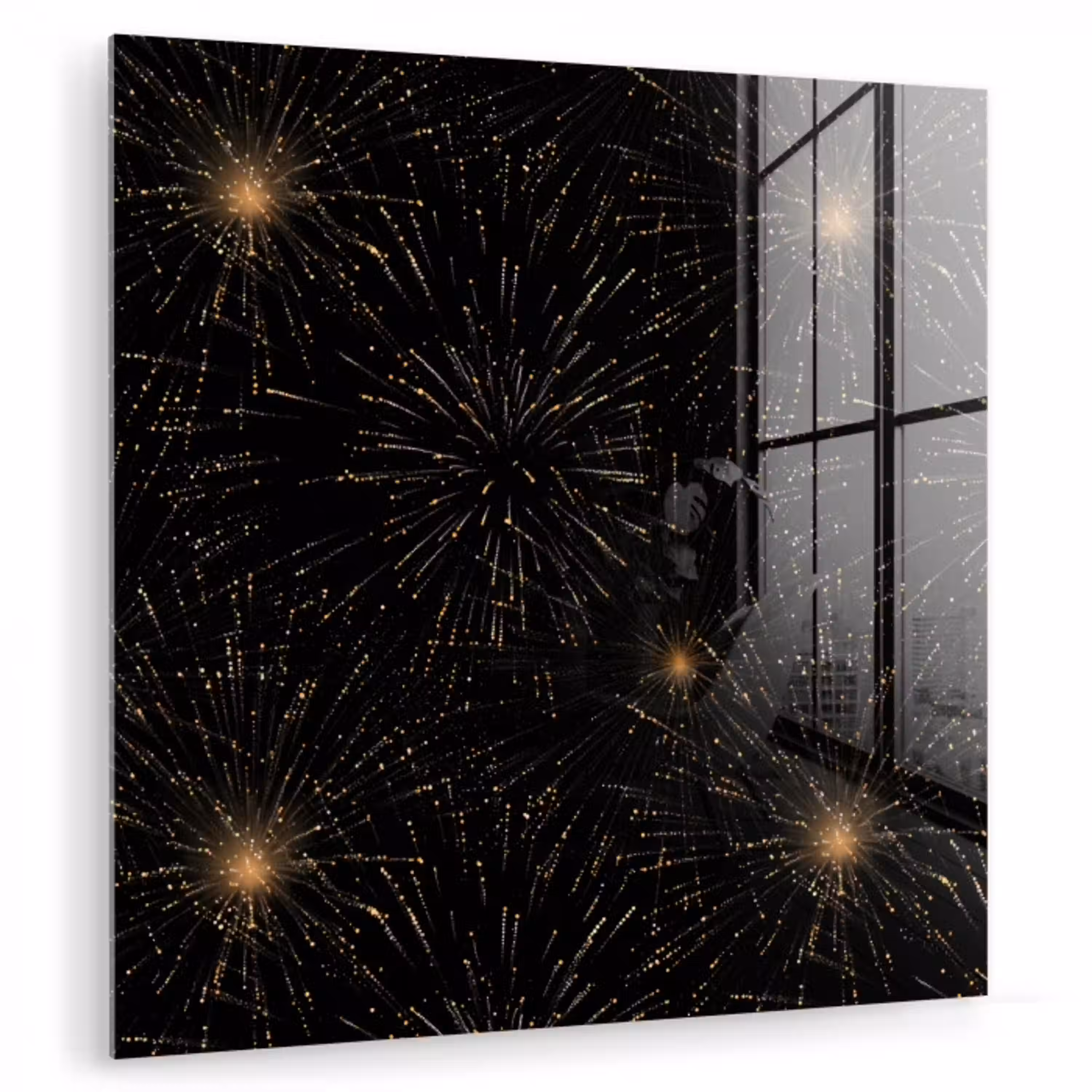 Vuurwerk - Patroon - Feestelijk - Goud - Zwart plexiglas 5mm klein 11 -zzzproduct_nieuw