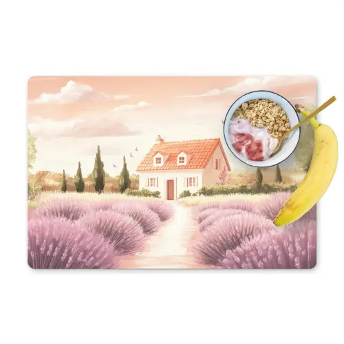 Lavendelveld - Huis - Paars Placemat vinyl groot -zzzproduct_Kitchenyeah-website