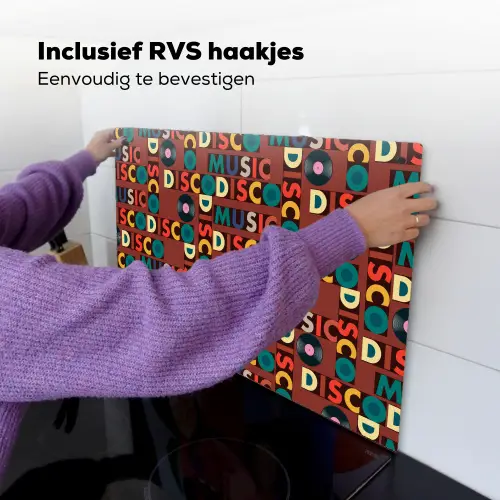 Bruin - Retro - Disco - Patroon Inductie beschemer met haakjes klein 777 -ky-ophangen-nl
