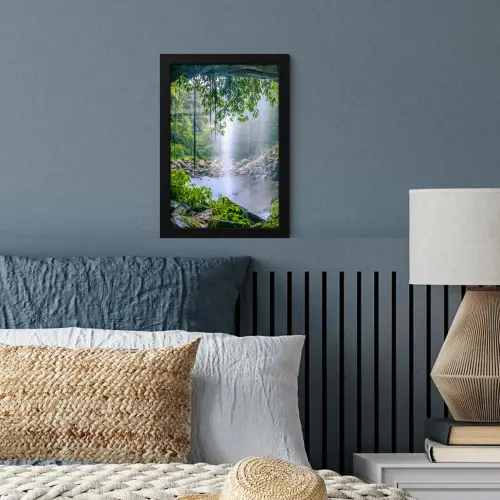 Jungle - Regenwoud - Water - Waterval - Planten fotolijst zwart zonder passe partout klein -sfeer3