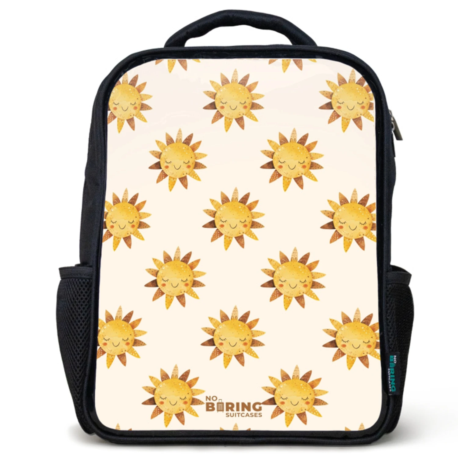 Kids backpack Smiling suns as a pattern on beige background | Water ...