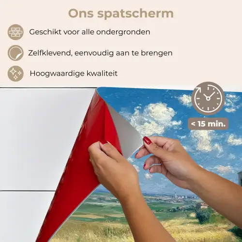 Zandpad - Huis - Bomen - Grasveld keuken achterwand spatscherm klein -spatscherm_NL