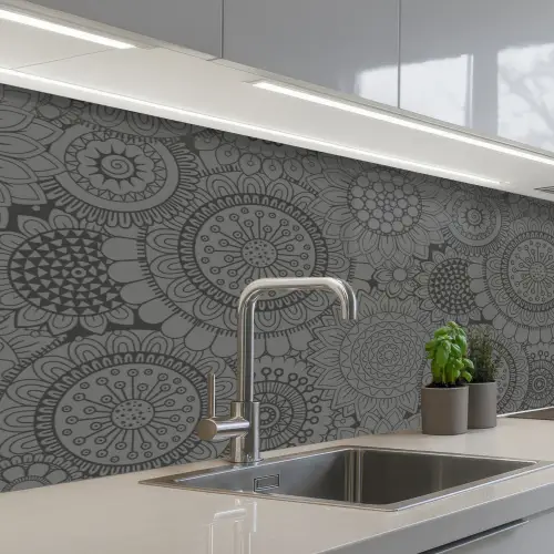Design - Bohemian - Zonnebloem keuken achterwand 2 middel 871 -3d_schuin