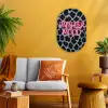 Panterprint - Zwart - Neonletters - Roze Wandcirkel Ovaal Forex klein -sfeer4