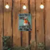 Roodborstje - Vogel - Blauw - Decoratie tuinposter los doek klein -sfeer1