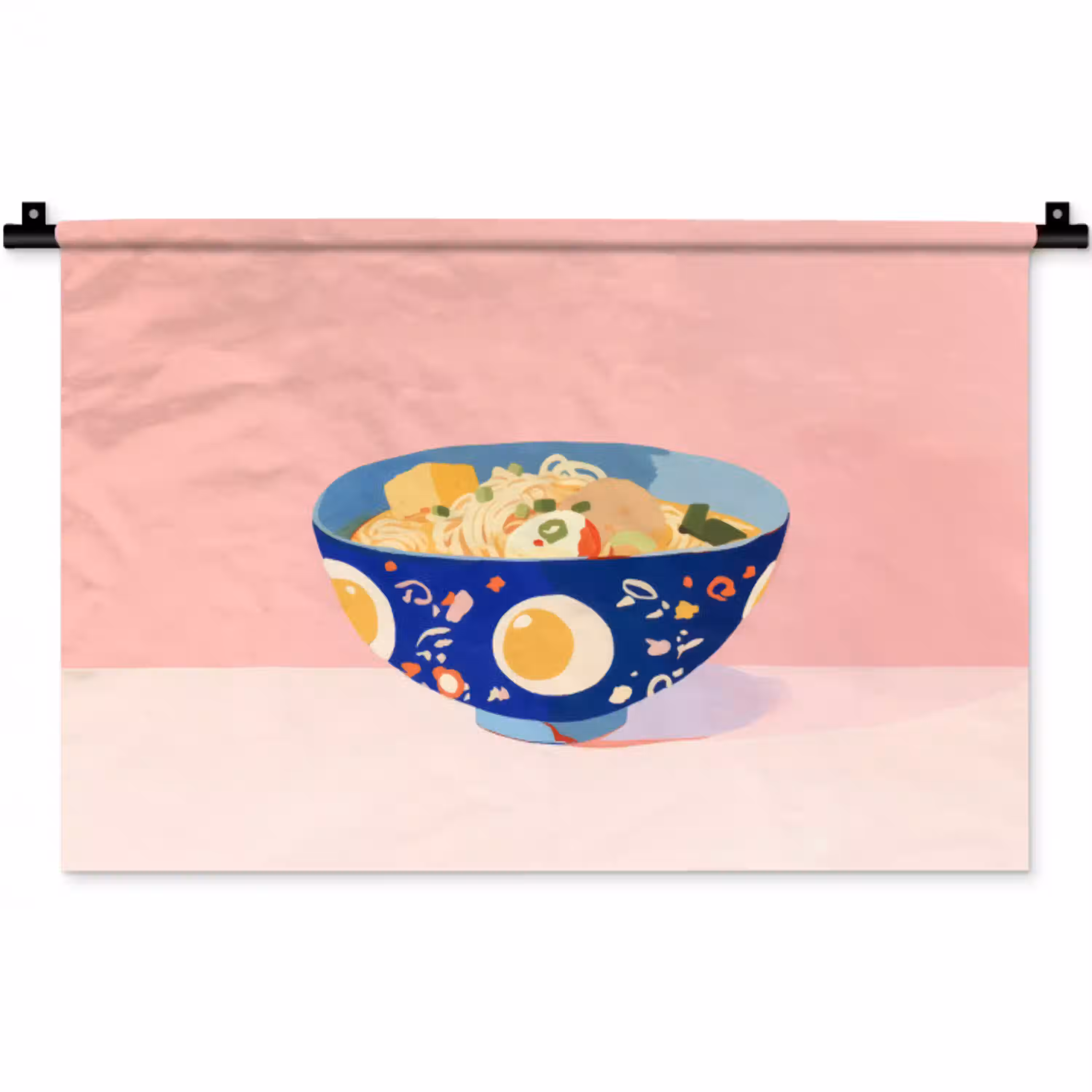 Noodles - Kom - Blauw - Illustratie Wandkleed katoen klein -zz3d
