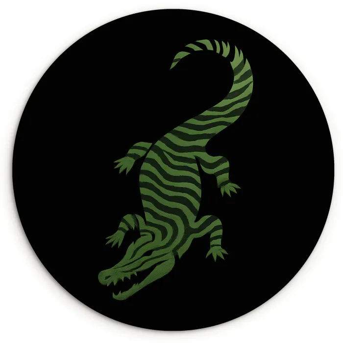 Krokodil - Groen - Tijgerachtig - Strepen Wandcirkel plexiglas klein -3d