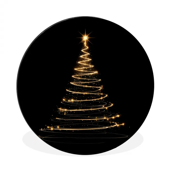 Magisch - Kerstboom - Lichtspiralen - Zwart Wandcirkel aluminium klein -3d