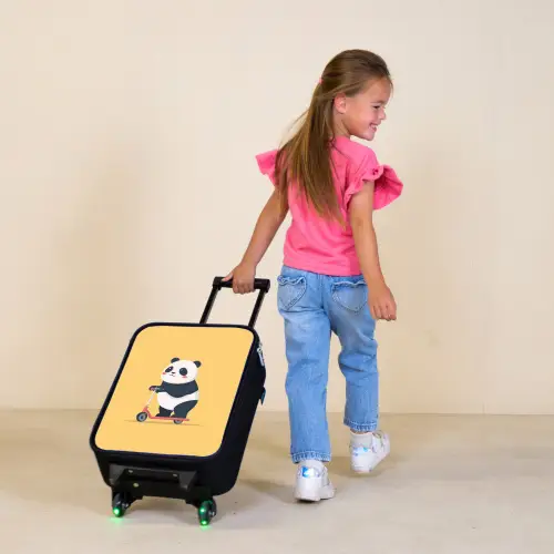 Panda - Step - Geel Kinderkoffer - Zwart klein -sfeer1