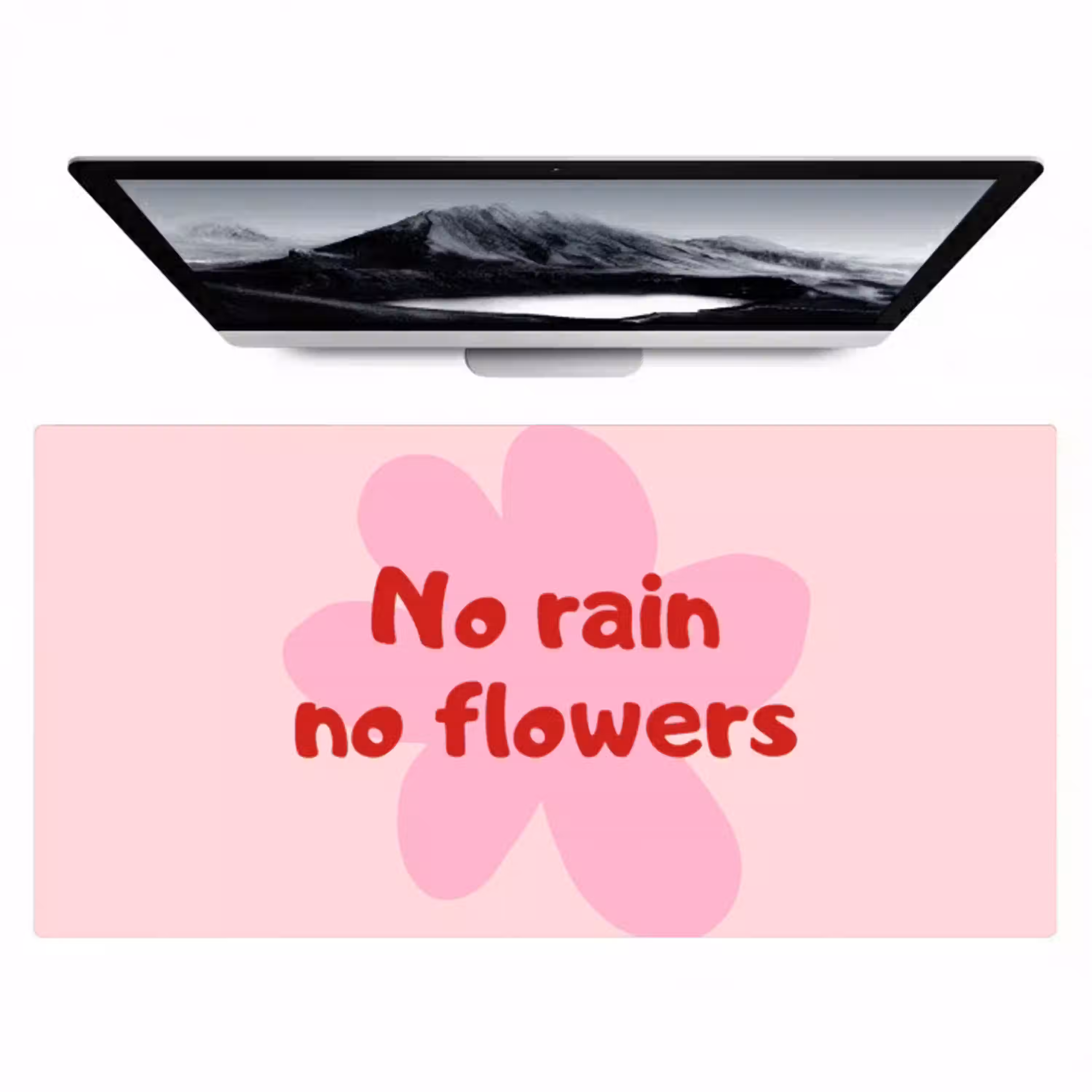 No rain no flowers - Bloem - Roze Muismat XXL klein -zzz3d