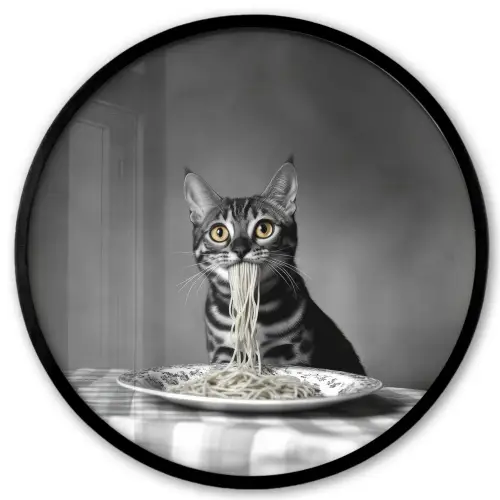Bengaal - Kat - Tafelkleed - Zwart - Wit - Dier Fotolijst rond zonder passe partout klein -3d