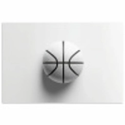 Basketbal - Wit - Schaduw - Lijnen poster papier klein -3d
