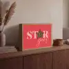 Star girl - Rood - Panter - Ster Light Box met batterij (Wandlamp) middel -sfeer2