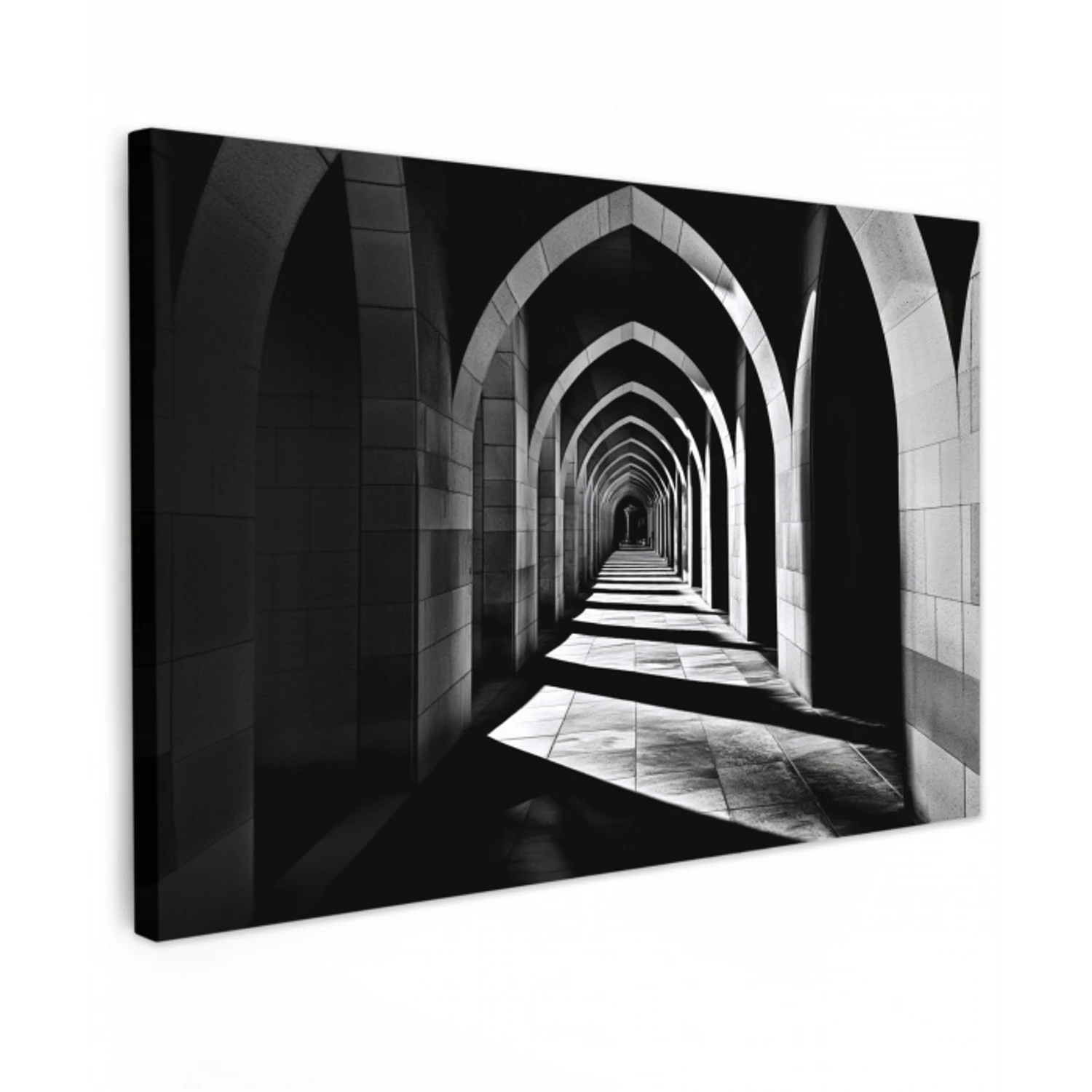 Gang - Bogen - Schaduw - Diepte Tuinposter op houten frame 2 cm dik klein -3d