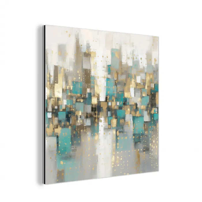 Abstract - Blokken - Goud - Skyline aluminium wit klein -3d