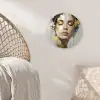 Sierlijk - Vrouw - Goud - Ogen Wandcirkel kunststof plaat 5mm dik klein -sfeer5