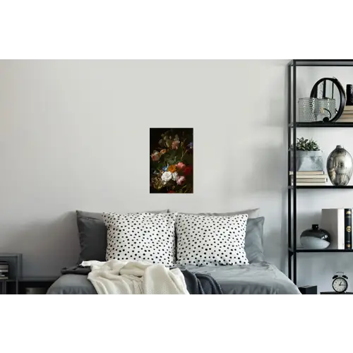 Vaas met bloemen - Schilderij van Rachel Ruysch Muursticker klein -slaapkamer