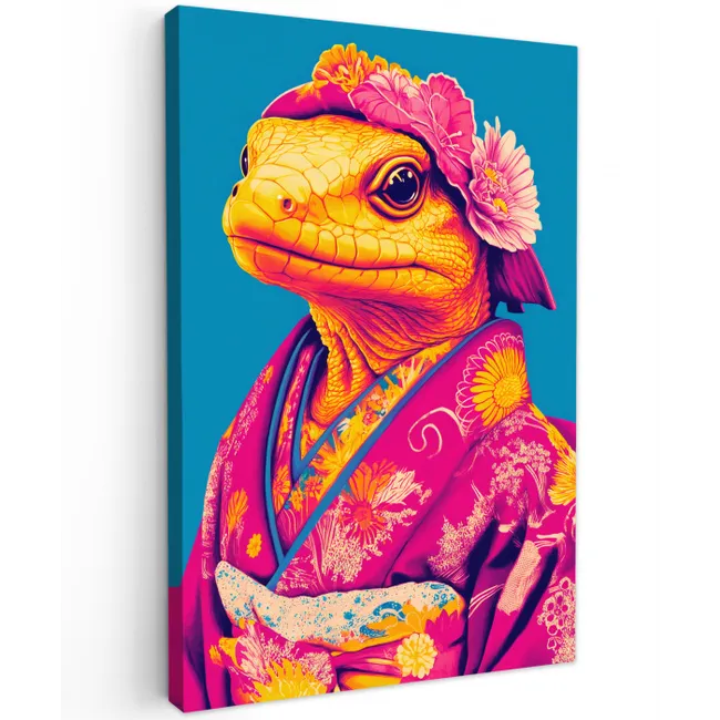 Bloemenkrans - Hagedis - Kimono - Paars canvas 2cm klein -z3d