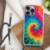 Regenboog - Tie dye - Kleurrijk - Blauw Hoesje iPhone 16 Pro Max met koord klein -sfeer4